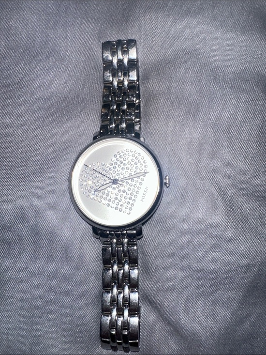 Fossil Other - Fossil Silver Crystal Heart Dial Women's Bracelet Watch